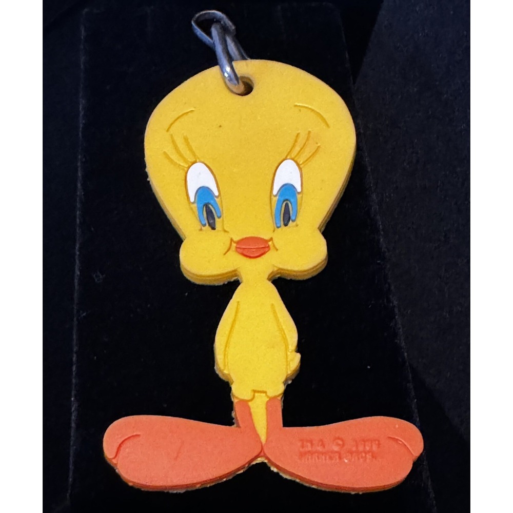 Vintage 1989 Tweety Bird Keychain Luggage Tag Ring Looney Tunes Warner Bros - Picture 3 of 7
